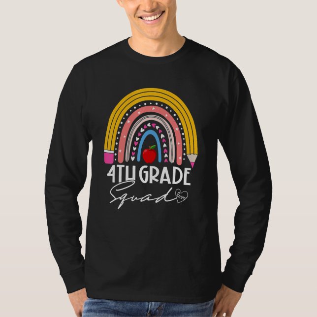 Back To School Rainbow 4th Fourth Grade Squad For  T-Shirt (Front)