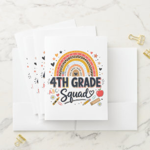 Back to School Rainbow 4th Fourth Grade Squad Pocket Folder