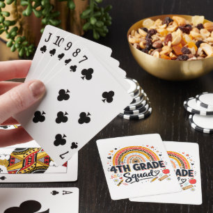 Back to School Rainbow 4th Fourth Grade Squad Poker Cards