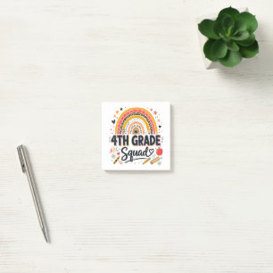 Back to School Rainbow 4th Fourth Grade Squad Post-it Notes