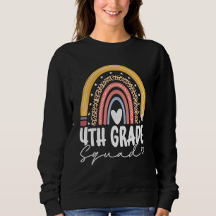 Back To School Rainbow 4th Fourth Grade Squad Teac Sweatshirt