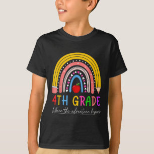 Back To School Rainbow 4th Grade Where The Adventu T-Shirt