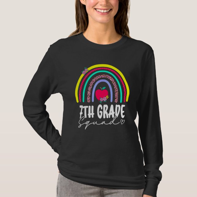 Back To School Rainbow 7th Seventh Grade Squad For T-Shirt (Front)