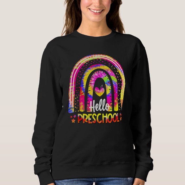 Back To School Rainbow Boho Tie Dye Teacher Hello  Sweatshirt (Front)