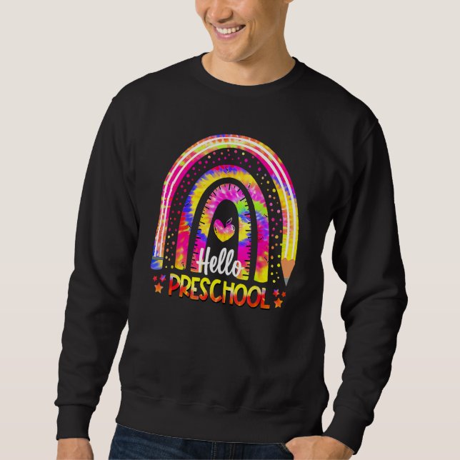 Back To School Rainbow Boho Tie Dye Teacher Hello  Sweatshirt (Front)