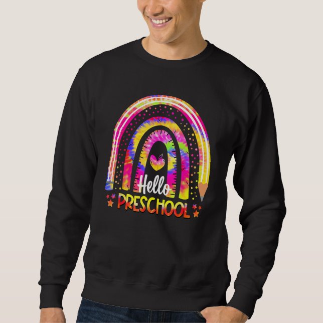 Back To School Rainbow Boho Tie Dye Teacher Hello  Sweatshirt (Front)