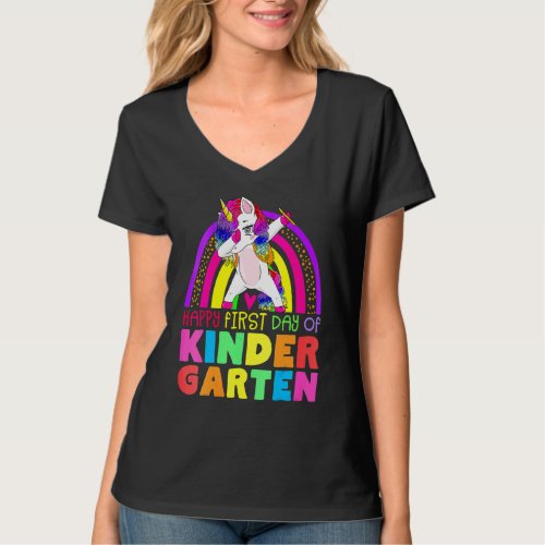 Back To School  Rainbow Happy First Day Of Kinderg T_Shirt
