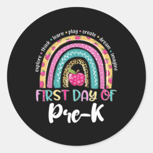 Back To School Rainbow Happy First Day Of Pre-k Gi Classic Round Sticker
