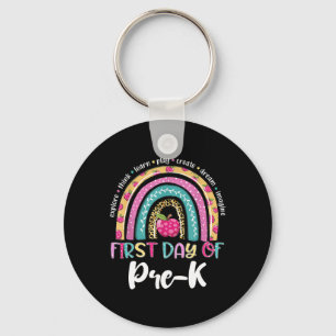 Back To School Rainbow Happy First Day Of Pre-k Gi Keychain