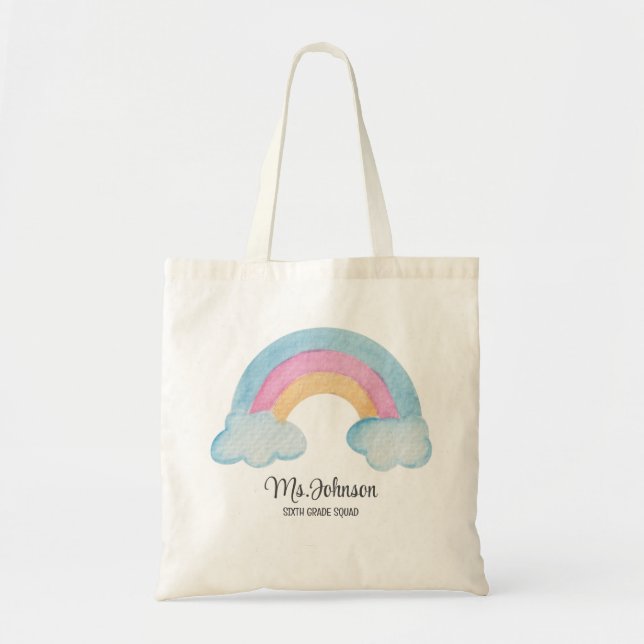 Back to school Rainbow Teacher Appreciation Gift Tote Bag (Front)