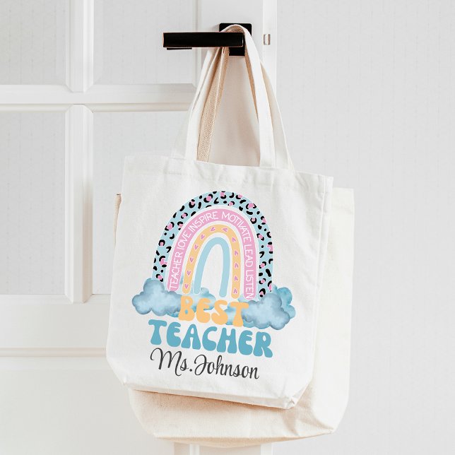 Back to school Rainbow Teacher Appreciation Gift Tote Bag (Creator Uploaded)