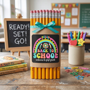 Back to school rainbow welcome stickers