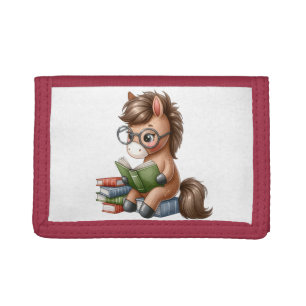 Back To School Reading , Horse Reading Books, Tri-fold Wallet