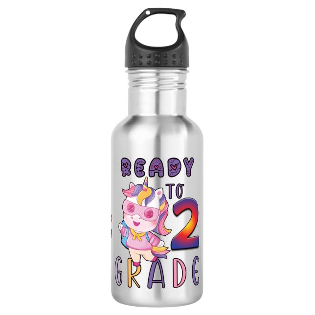 Back To School, Ready To 2Th Grade Desk Organizer Stainless Steel Water Bottle (Front)