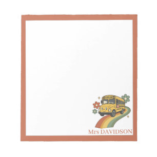 Back to School Retro Bus Personalized Teacher Notepad