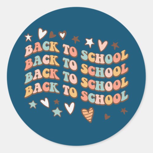 Back to school retro groovy Teacher Student  Classic Round Sticker