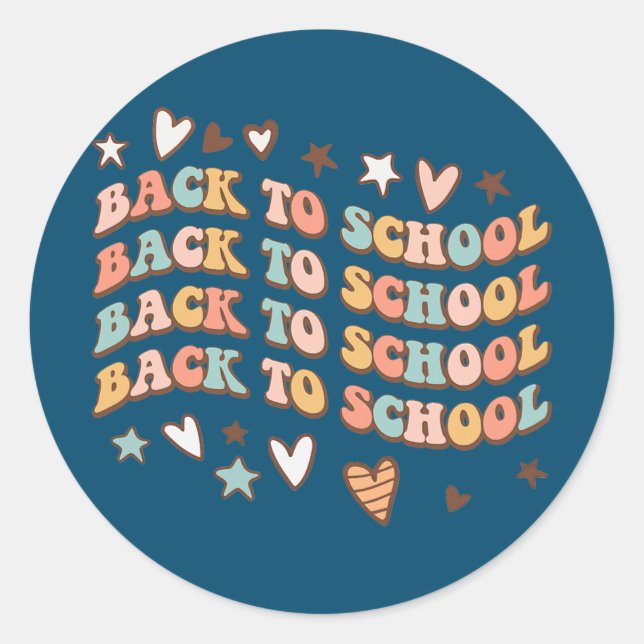 Back to school retro groovy Teacher Student  Classic Round Sticker (Front)