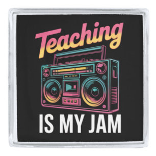 Back to School Retro Teaching is My Jam 80s Silver Finish Lapel Pin
