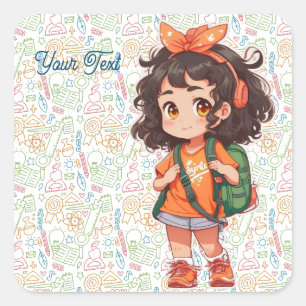 Back to school. School Girl  Square Sticker