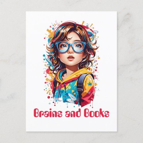 Back to school School Girl Watercolor  Postcard