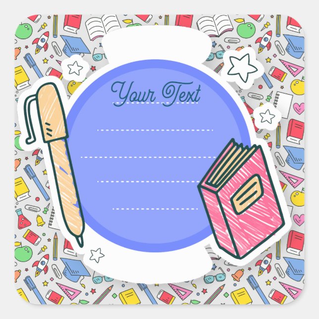 Back to school. School Supplies Background  Square Sticker (Front)