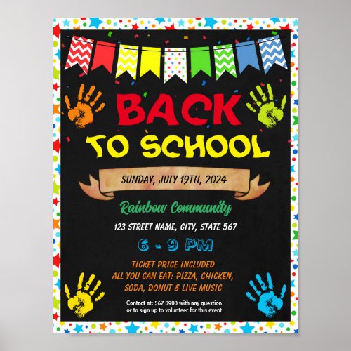 Back to School School Supply Drive event template Poster