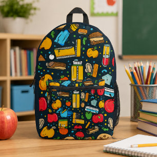 Back to School Seamless Patterns Printed Backpack