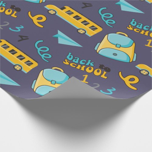 Back to School Seamless Wrapping Paper Bag Bus Wrapping Paper