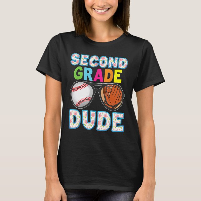 Back To School Second 2nd Grade Dude Baseball Stud T-Shirt (Front)