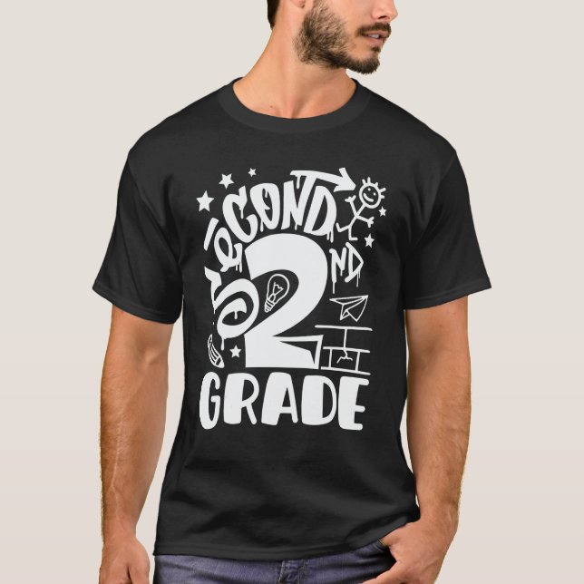 Back To School Second 2nd Grade Teacher Boys Graff T-Shirt (Front)