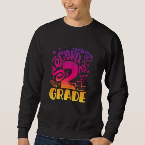 Back To School Second 2nd Grade Teacher Girls Graf Sweatshirt