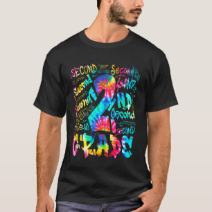 Back to School Second 2nd Grade Tie Dye Typography T-Shirt