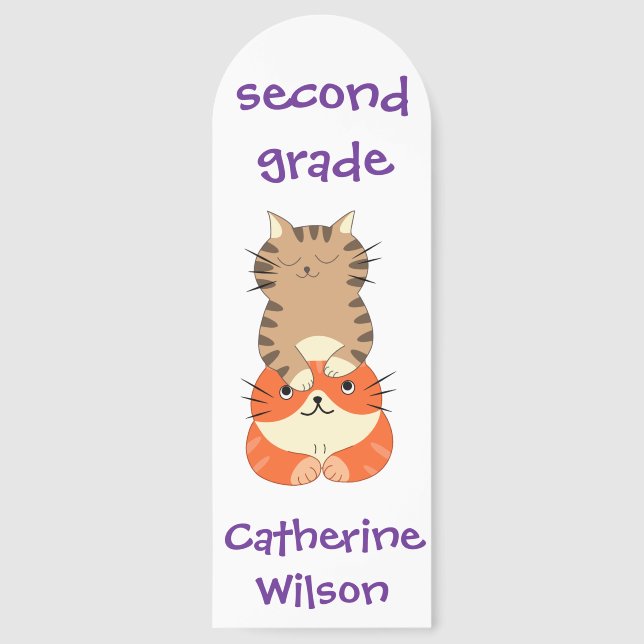 Back to School Second Grade Funny Cute Cats Bookmarks (Front)