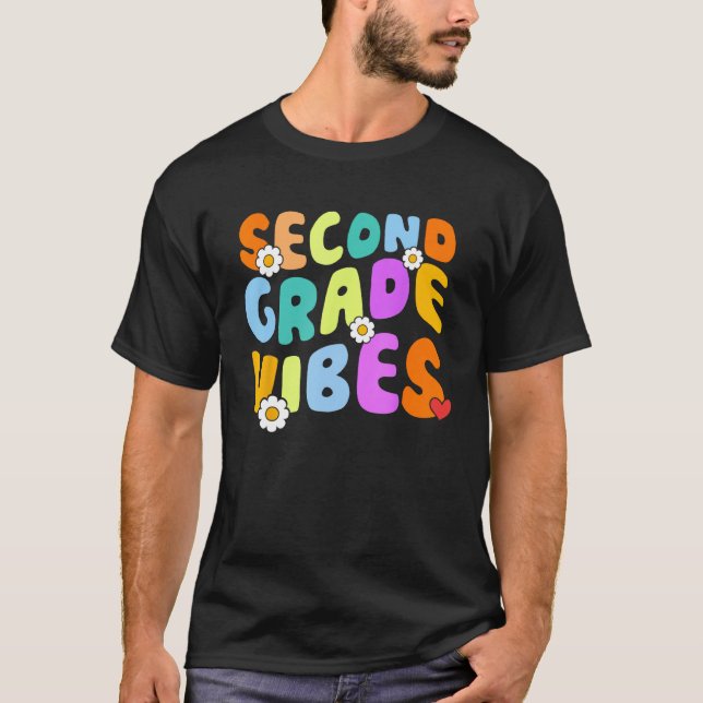Back To School Second Grade Vibes Student Teacher  T-Shirt (Front)