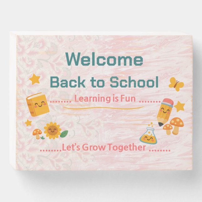 Back to School Sign Welcome Classroom Kids Decor (Front Horizontal)