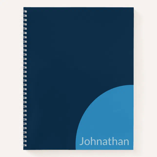Back to School Simple Shades of Blue with Name Notebook | Zazzle