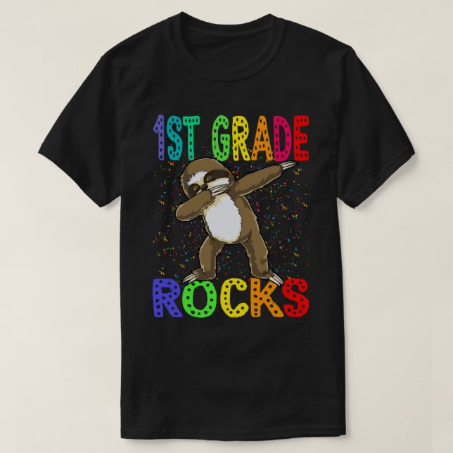Back To School Sloth Shirt 1ST GRADE rocks (Design Front)