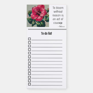 back to school soft pink hibiscus in pixels magnetic notepad