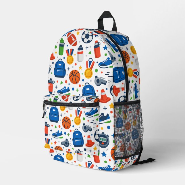Back to School Sports Pattern Backpack (Back Corner Right)