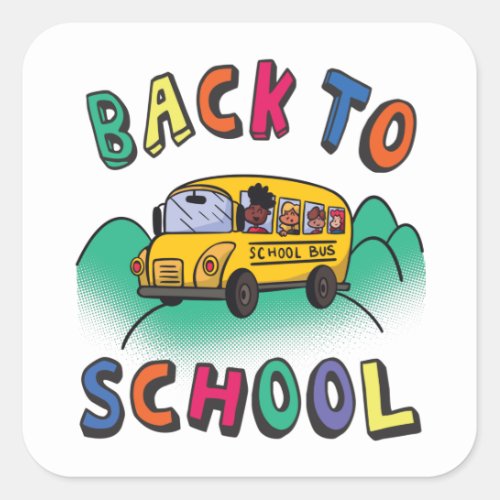 Back to school square sticker