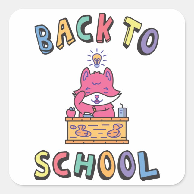 Back to school square sticker (Front)