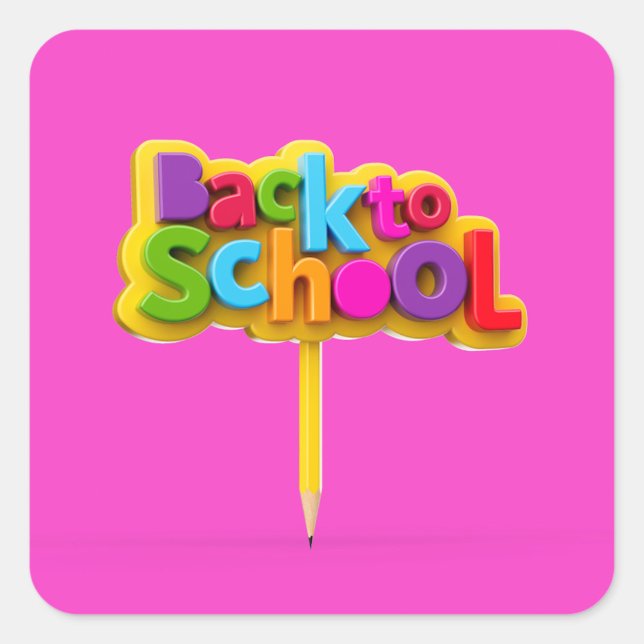 Back To School  Square Sticker (Colorful Letters!)