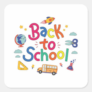 Back to school square sticker