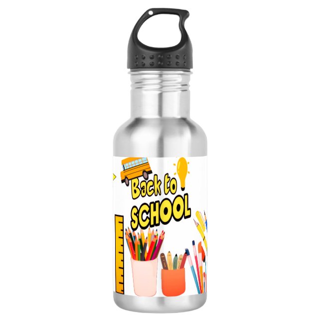 Back To School Stainless Water Bottle Featuring  (Front)