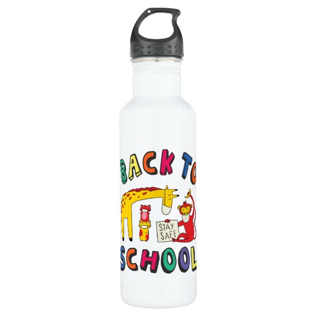 Back to school - Stay Safe Stainless Steel Water Bottle (Front)