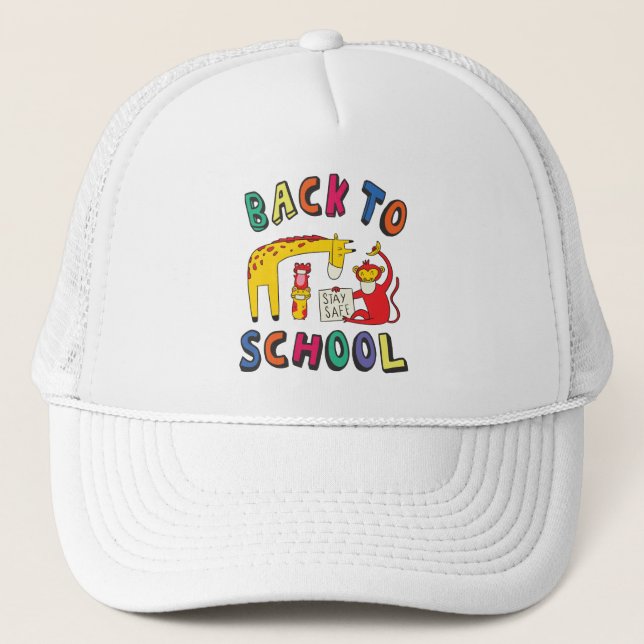 Back to school - Stay Safe Trucker Hat (Front)