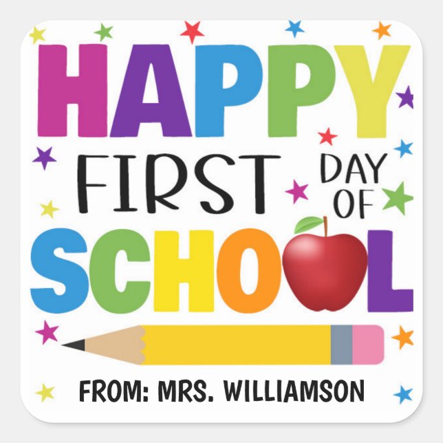 Back To School Stickers, Welcome Back Students Square Sticker (Front)
