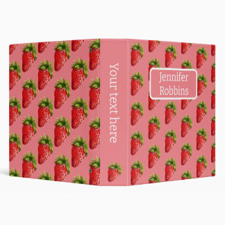 Back to School Strawberry Pattern Named 3 Ring Binder
