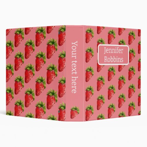 Back to School Strawberry Pattern Named  3 Ring Binder