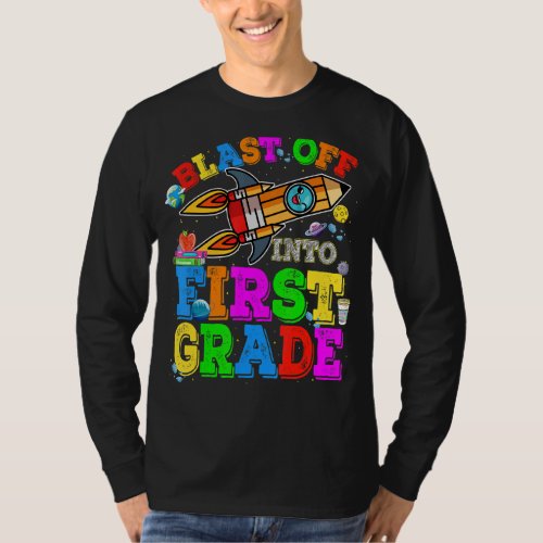Back To School Student Blasting Off Into 1st Grade T_Shirt